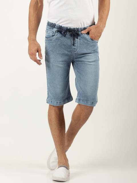 

Blue Saint Men Blue Washed Slim Fit Denim Shorts