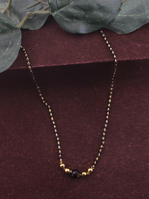 

Sia Art Jewellery Gold-Plated & Black Beaded Mangalsutra