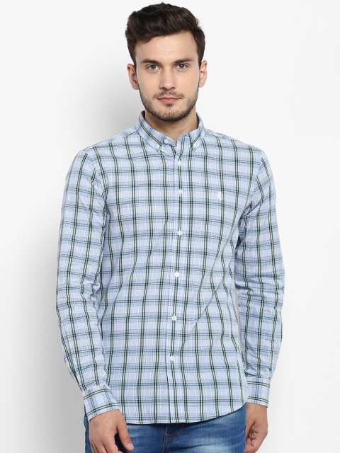 

Red Tape Men Blue & Green Regular Fit Checked Casual Shirt