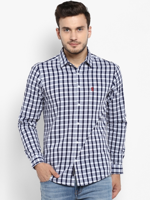 

Red Tape Men Navy Blue & Grey Regular Fit Checked Casual Shirt
