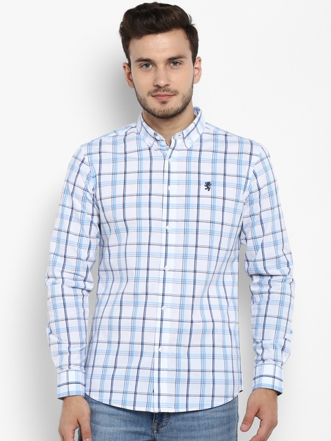 

Red Tape Men Off-White & Blue Regular Fit Checked Casual Shirt