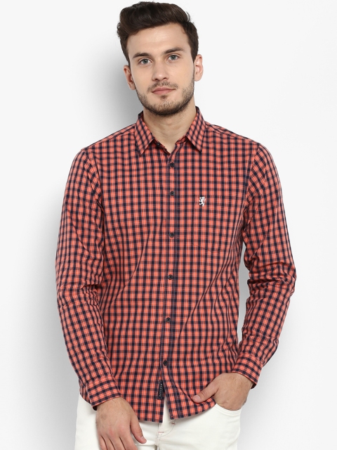 

Red Tape Men Orange & Black Regular Fit Checked Casual Shirt