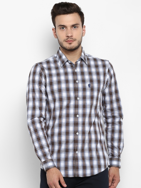 

Red Tape Men White & Brown Regular Fit Checked Casual Shirt