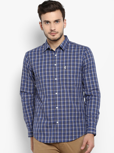 

Red Tape Men Navy Blue & Black Regular Fit Checked Casual Shirt