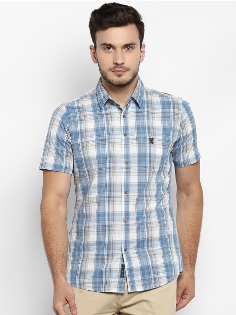 

Red Tape Men Blue & White Regular Fit Checked Casual Shirt