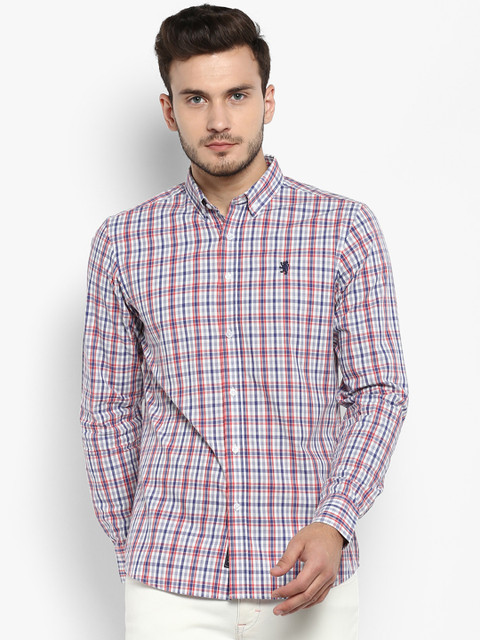 

Red Tape Men Red & Blue Regular Fit Checked Casual Shirt