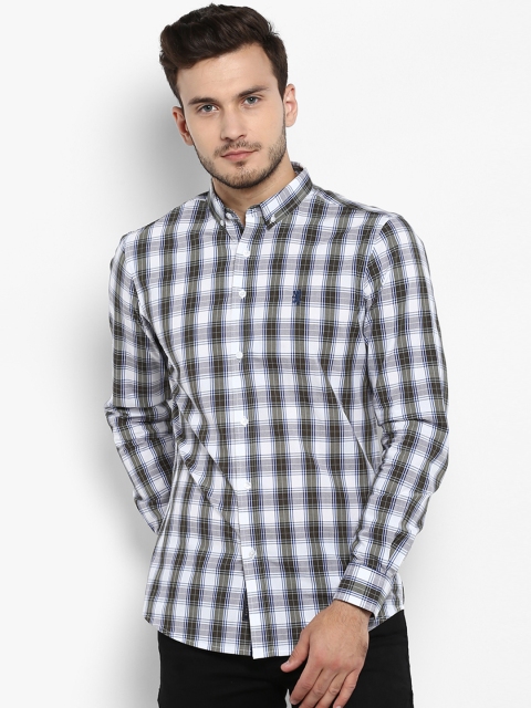 

Red Tape Men Olive Green & White Regular Fit Checked Casual Shirt