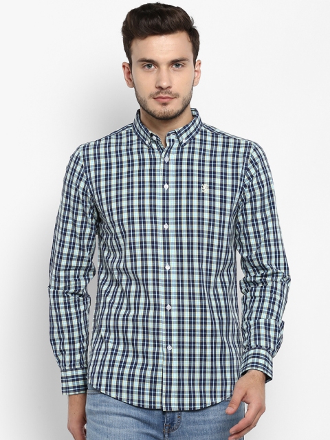 

Red Tape Men Navy Blue & Yellow Regular Fit Checked Casual Shirt