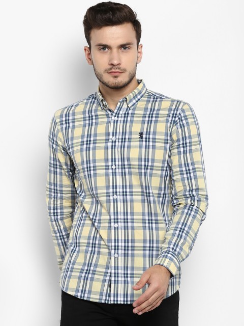 

Red Tape Men Yellow & Blue Regular Fit Checked Casual Shirt