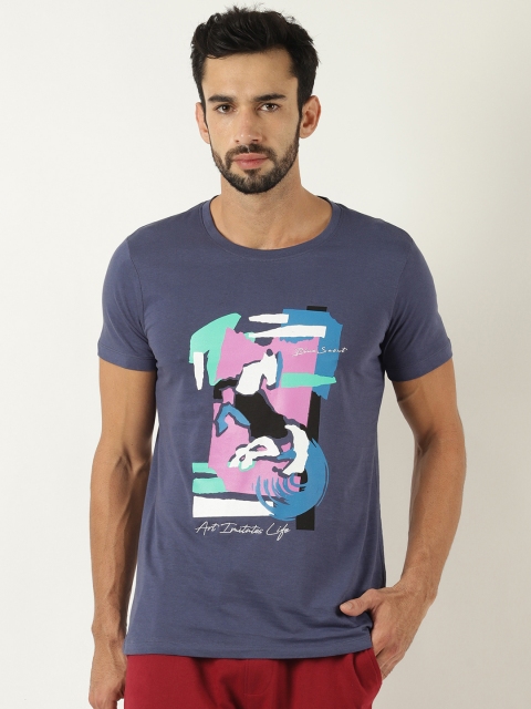 

Blue Saint Men Blue Printed Round Neck T-shirt