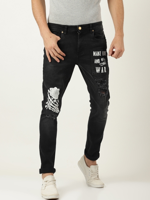 

Blue Saint Men Black Skinny Fit Mid-Rise Mildly Distressed Stretchable Jeans