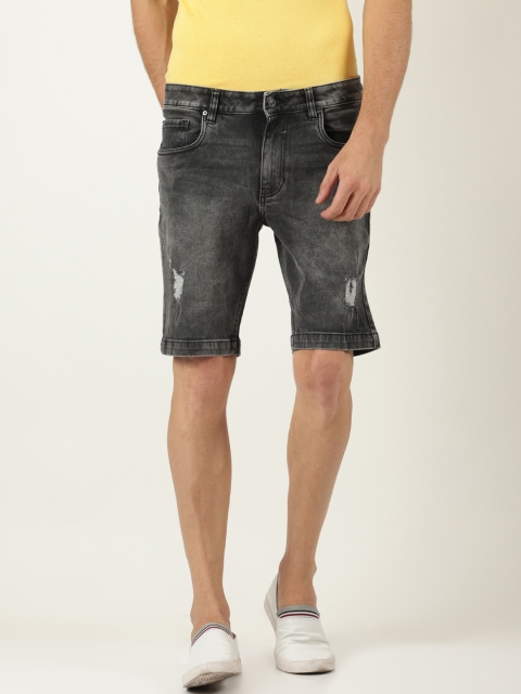 

Blue Saint Men Black Washed Slim Fit Denim Shorts