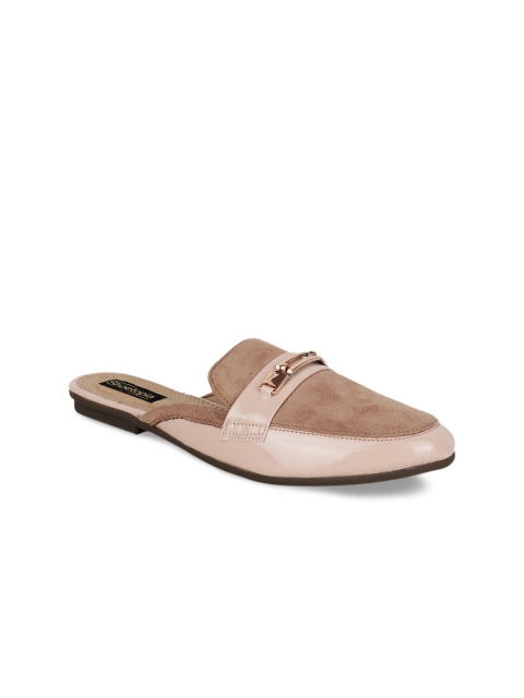 

Shoetopia Women Tan Solid Synthetic Mules