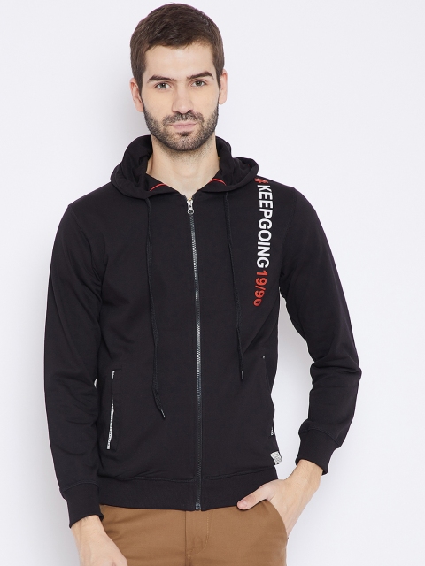 

Duke Men Black Solid Hooded Sweatshirt