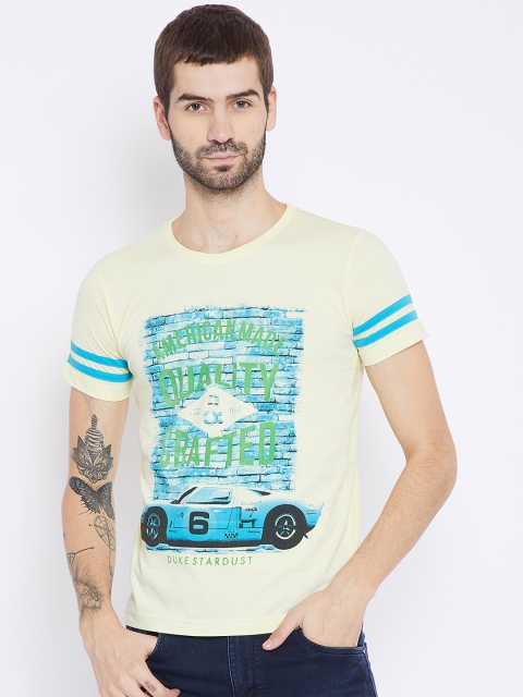 

Duke Men Yellow Printed Round Neck T-shirt