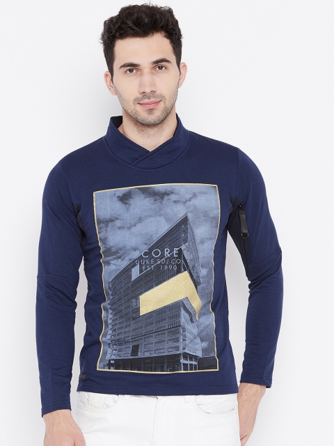 

Duke Men Navy Blue Printed Sweatshirt