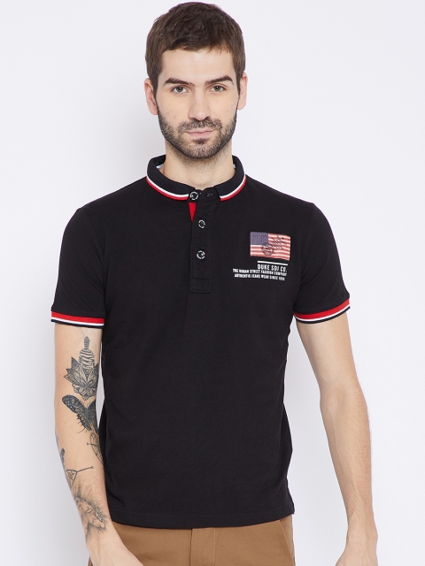 

Duke Men Black Solid Polo Collar T-shirt