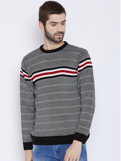 

Duke Men Black Striped Pullover