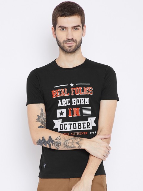 

Duke Men Black Printed Round Neck T-shirt
