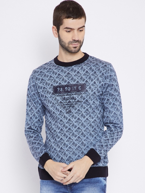

Duke Men Blue Printed Pullover