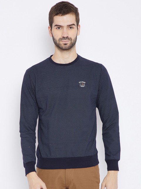 

Duke Men Navy Blue & White Printed Sweatshirt