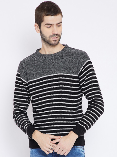 

Duke Men Black & Grey Striped Woollen Pullover