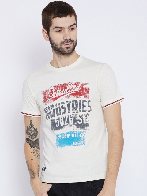 

Duke Men Off-White Printed Round Neck T-shirt