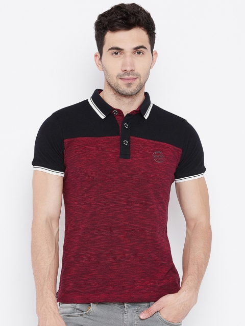 

Duke Men Maroon Colourblocked Polo Collar T-shirt