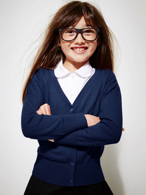 

next Girls Navy Blue Solid Cardigan