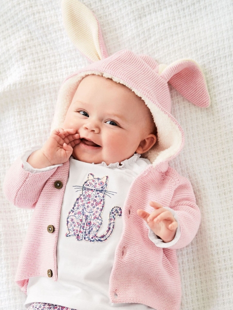 

next Girls Pink Solid Hooded Cardigan