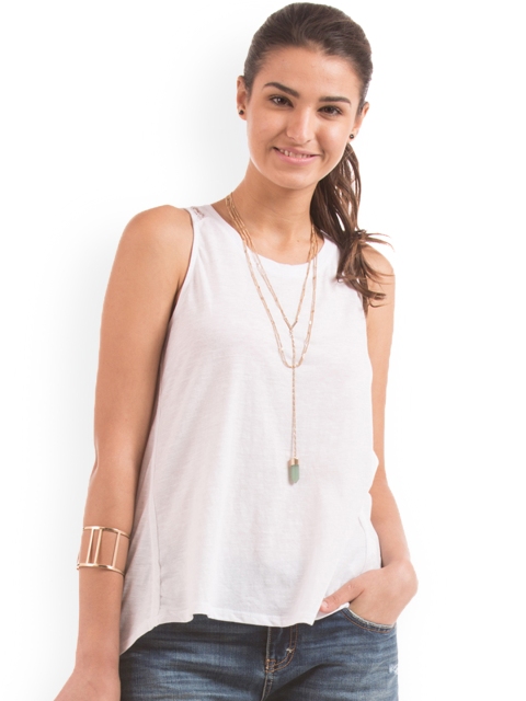 

Aeropostale Women White Solid A-Line Top