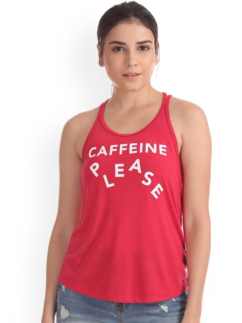

Aeropostale Women Pink Printed Tank Top