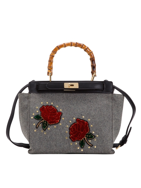 

CARPISA Grey Applique-Detail Handheld Bag with Sling Strap