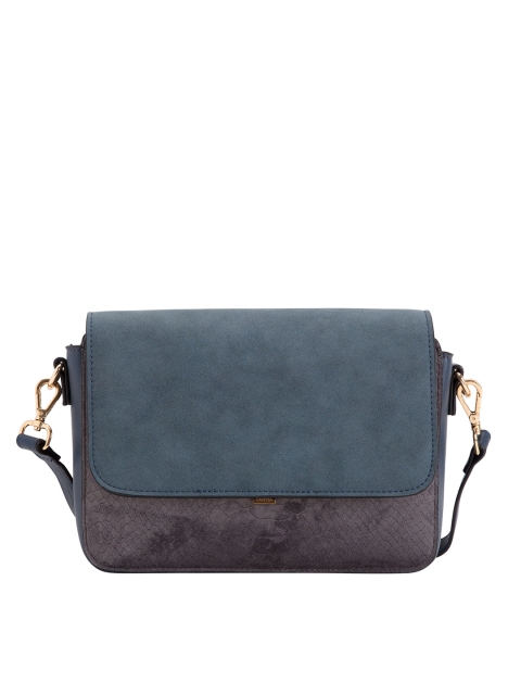 

CARPISA Grey & Blue Snakeskin Textured Sling Bag with Detachable Pouch