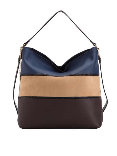 

CARPISA Coffee Brown & Navy Blue Colourblocked Shoulder Bag with Detachable Sling Strap