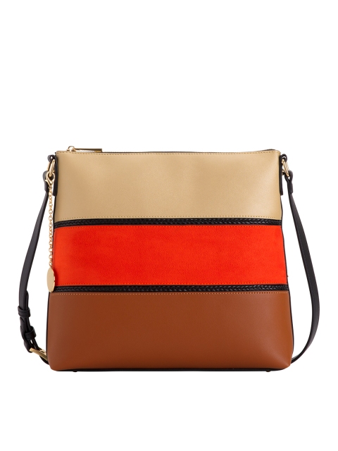 

CARPISA Brown & Orange Colourblocked Sling Bag