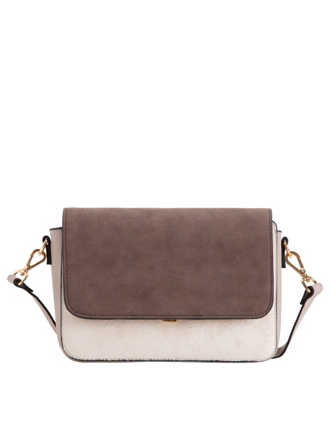 

CARPISA Off-White & Brown Snakeskin Textured Sling Bag