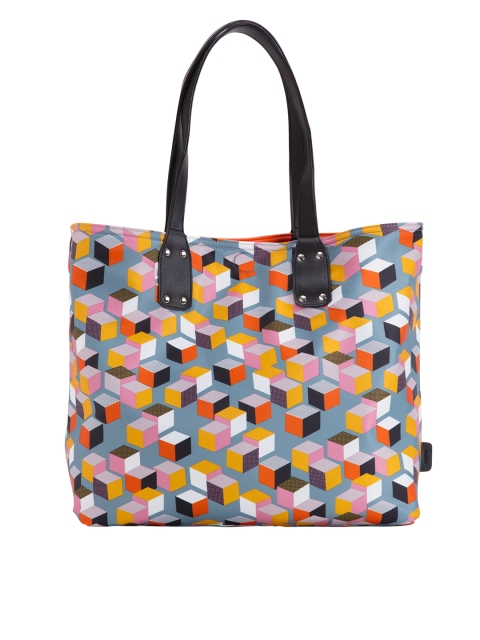 

CARPISA Grey & Orange Printed Reversible Shoulder Bag with Zip Pouch