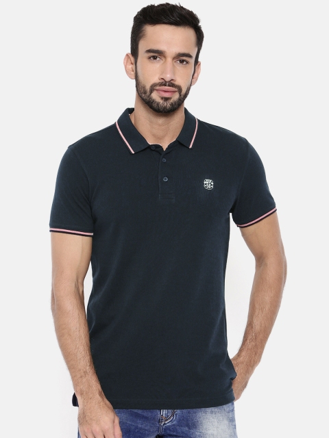 

SPYKAR Men Navy Blue Solid Polo Collar T-shirt
