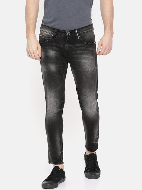 

SPYKAR Men Black Kano Slim Fit Fit Low-Rise Clean Look Stretchable Ankle Length Jeans