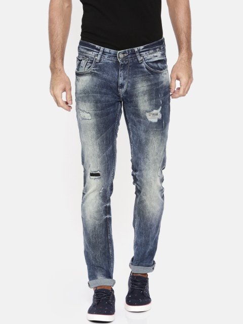 

SPYKAR Men Blue Skinny Fit Low-Rise Mildly-Distressed Jeans