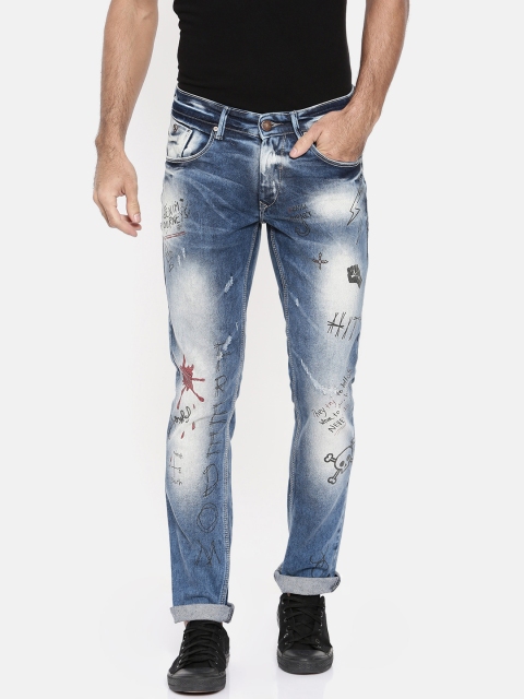

SPYKAR Men Blue Skinny Fit Low-Rise Low Distressed Stretchable Jeans