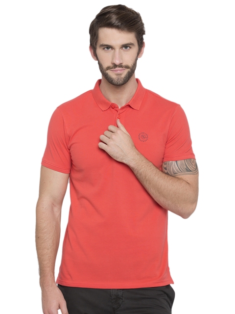 

SPYKAR Men Coral Pink Solid Polo Pure Cotton T-shirt