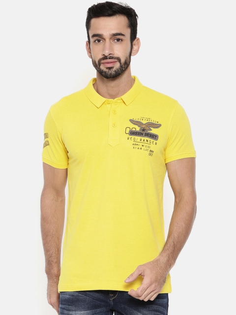 

SPYKAR Men Yellow Printed Polo Collar T-shirt