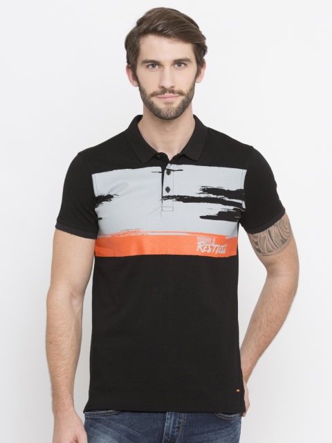 

SPYKAR Men Black Solid Polo Collar Pure Cotton T-shirt