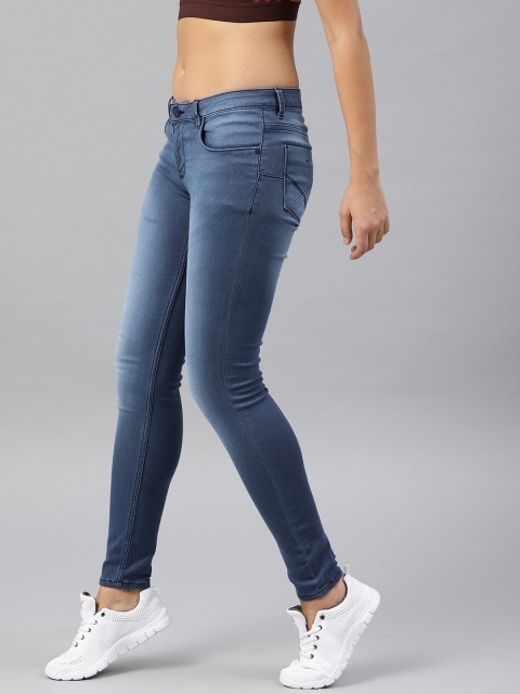 

HRX by Hrithik Roshan Women Blue Skinny Fit Mid-Rise Clean Look Stretchable Jeans