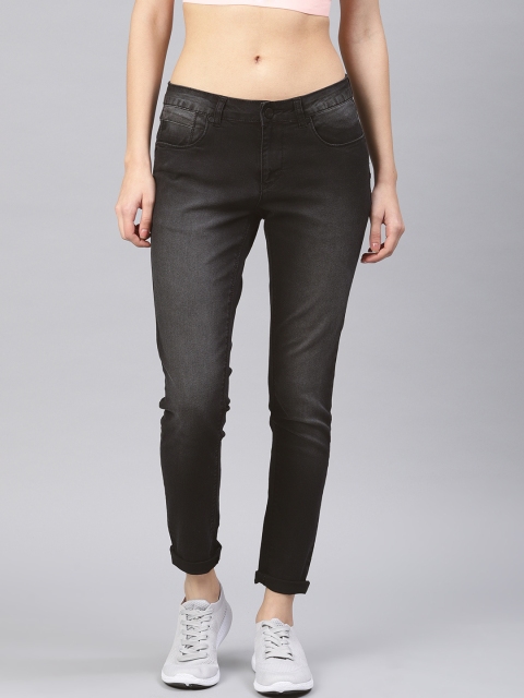 

HRX by Hrithik Roshan Women Black Skinny Fit Mid-Rise Clean Look Stretchable Jeans