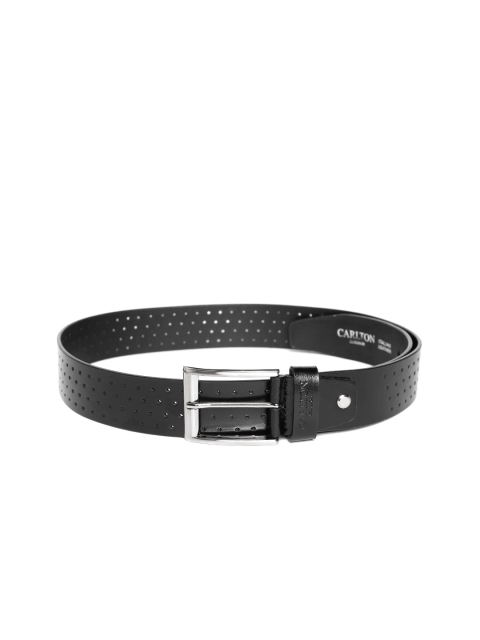 

Carlton London Men Black Perforated Leather Belt
