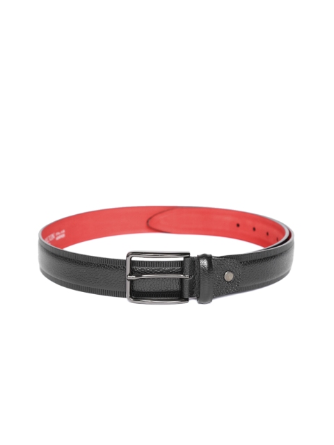 

Carlton London Men Black Leather Textured Belt