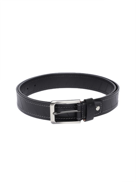 

Carlton London Men Black Textured Leather Belt